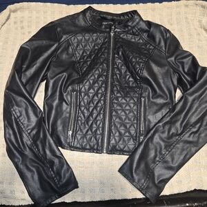 New Look Black Quilted Leather Jacket